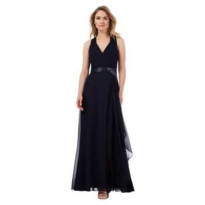 No. 1 Jenny Packham Navy blue 'Lily' waterfall evening dress